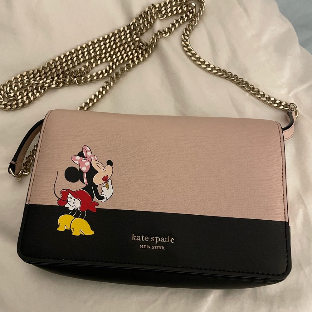 Kate Spade New York X Disney minnie mouse Leather chain Wallet crossbody Bag